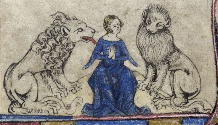 Josian & The Lions from the Hours of England illuminations.