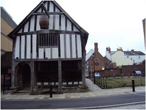 Tudor Merchants Hall, which was once The Bull's Head. Although Shakespeare's patron The Earl of Southampton, had his seat outside the town, in Titchfield, he attended state functions in the town and is said to have drank here with some of the touring actors.