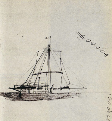 The Mignonette yacht sketched by Dudley
